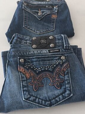 Miss Me Blue Denim Boot Cut Jeans with Embellished Pockets